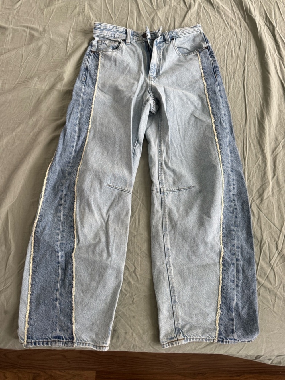 Uniqlo Two-Tone Light and Medium Wash Denim Jeans